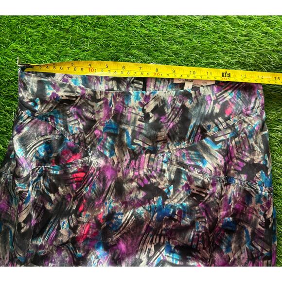 BCBGeneration Womens Maxi Skirt Sz 4 Purple Abstract Print Lined Long Boho Flowy - Picture 7 of 9